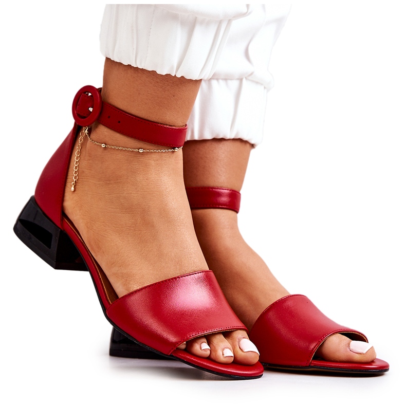 Bőr szandál magas sarkú Laura Messi 2143 piros