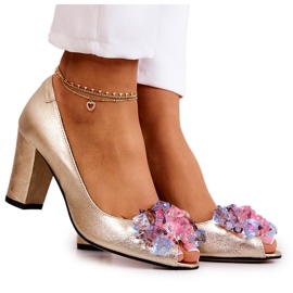 PA2 Bőr szivattyúk Arany Dayane Dísszel aranysárga