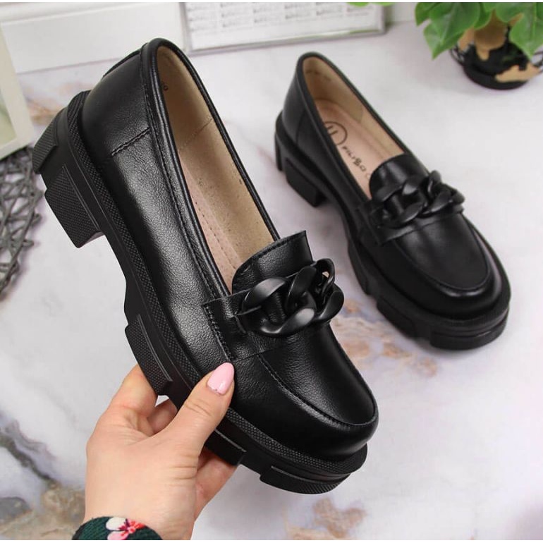 Bőr cipő lánccal Filippo W PAW252C fekete