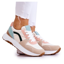 FG2 Bézs és zöld Coryse nyakkendős sportcipő barna