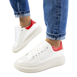 Fehér gyöngyházszínű női Neera tornacipő piros