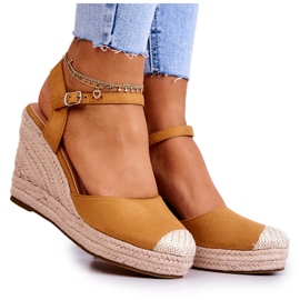 FW1 Női espadrillák fonott emelvényen Camel Canillo barna FW1 Női espadrillák fonott emelvényen Camel Canillo barna