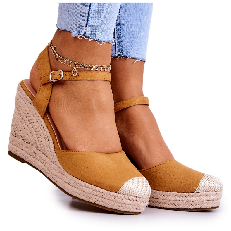 FW1 Női espadrillák fonott emelvényen Camel Canillo barna FW1 Női espadrillák fonott emelvényen Camel Canillo barna