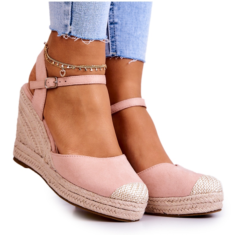 FW1 Női espadrillák fonott emelvényen Pink Canillo rózsaszín