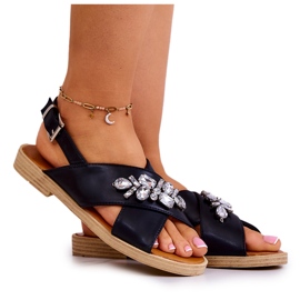 FW1 Kényelmes női szandál fekete Irvine díszítéssel