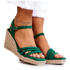 FJ1 Velúr zöld Louisiana Wedge szandál