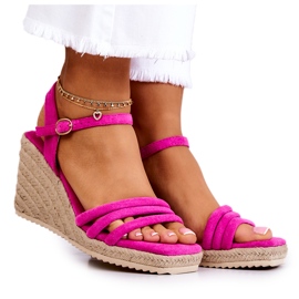 FJ1 Velúr rózsaszín Louisiana Wedge szandál