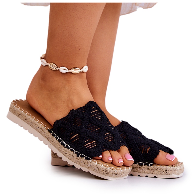 Világos női fekete Polly papucs Világos női fekete Polly papucs