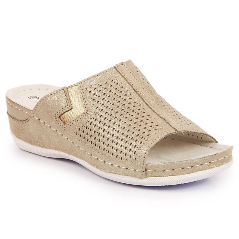 Bőr ékpapucs S. Barski W OLI163B arany aranysárga