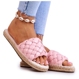Bőr fonott papucs Big Star JJ274921 Pink rózsaszín Bőr fonott papucs Big Star JJ274921 Pink rózsaszín