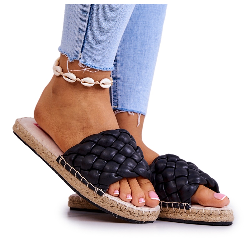 Bőr fonott papucs Big Star JJ274919 fekete