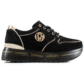 Filippo Bőr divatos tornacipők fekete Filippo Bőr divatos tornacipők fekete