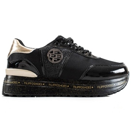 Filippo Divatos bőr tornacipők fekete aranysárga