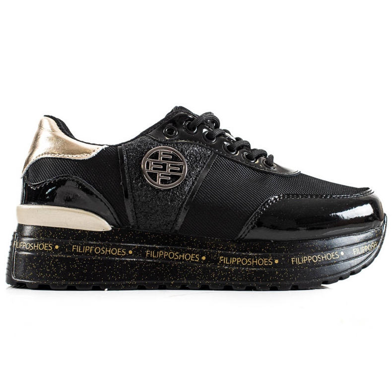 Filippo Divatos bőr tornacipők fekete aranysárga