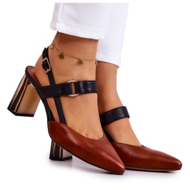 Sergio Leone Divatos bőrpumpák Maciejka 05498-29 barna és fekete