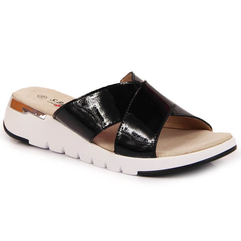 Lakkbőr papucs S. Barski W OLI159A fekete