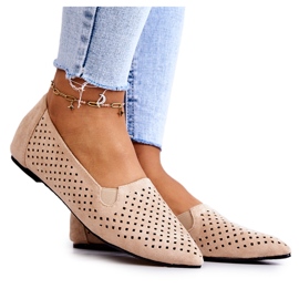 LU BOO Női áttört balerinák, bézs Rosario felbújós LU BOO Női áttört balerinák, bézs Rosario felbújós