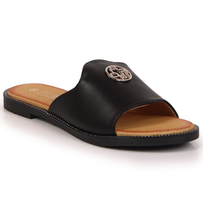 Fekete papucs Filippo W PAW344A díszítéssel