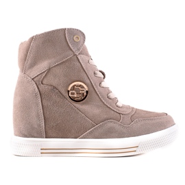 Filippo Bőr ék alakú tornacipő bézs