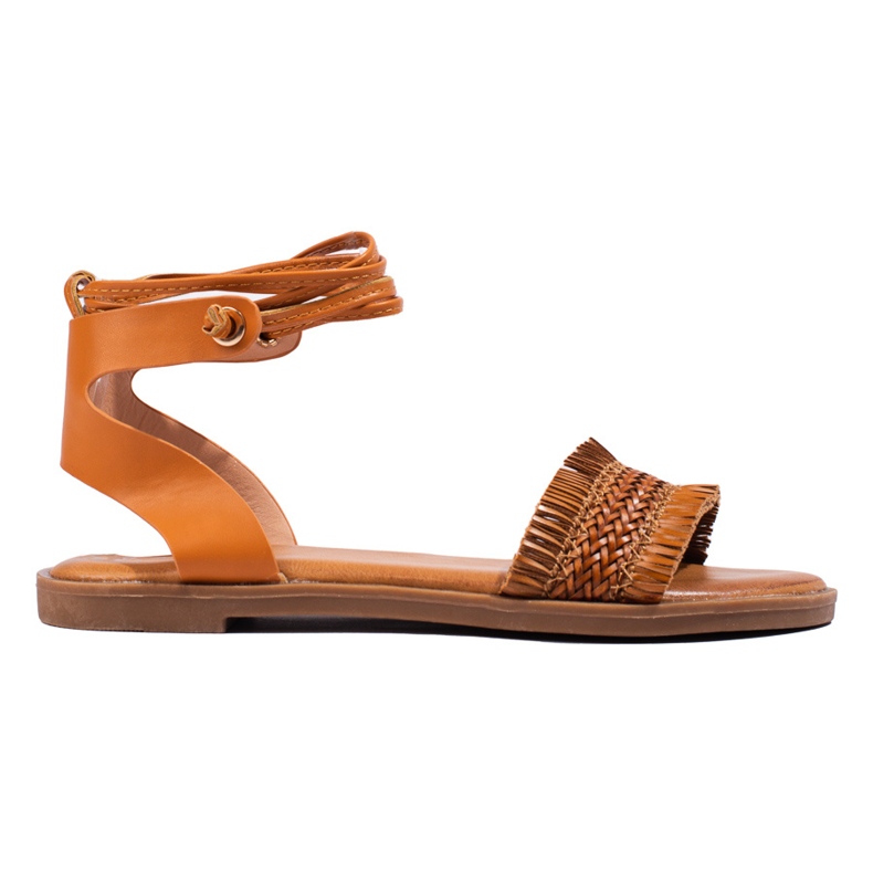 TRENDI Kötött szandál barna sárga