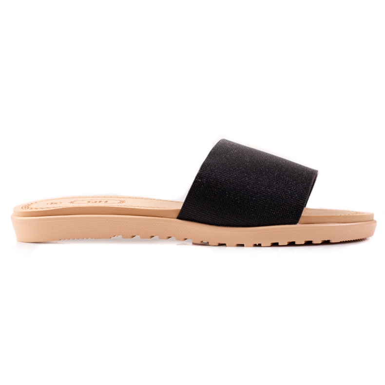 TRENDI Csillogó papucs fekete