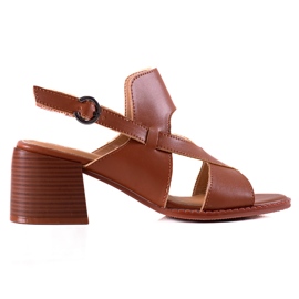 Bőr magas sarkú szandál LA.FI barna