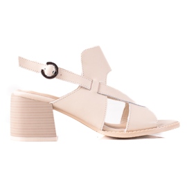 Bőr magas sarkú szandál LA.FI bézs