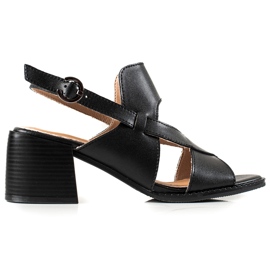 Bőr magas sarkú szandál LA.FI fekete