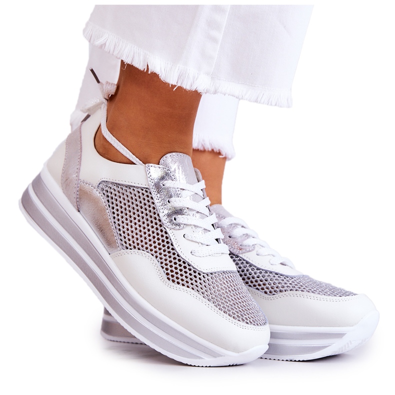 S.Barski Női sportcipő tornacipő fehér-ezüst Bourne