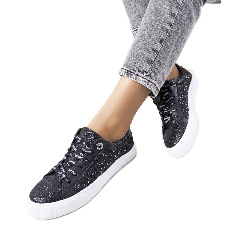 Fekete fényes Kramer tornacipő