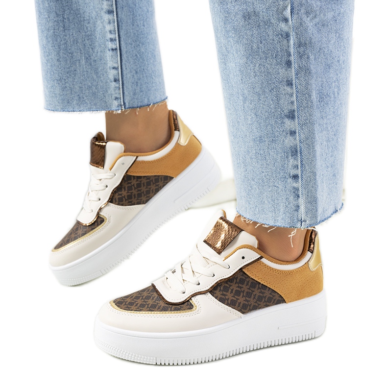 Bézs színű női Manal tornacipő fehér barna