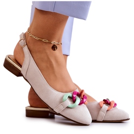 Lewski Shoes Velúr balerinák lánccal Lewski cipők 3125 Világos bézs