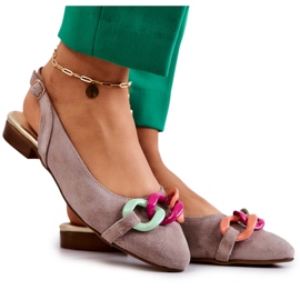 Lewski Shoes Velúr balerinák lánccal Lewski cipők 3125 bézs Lewski Shoes Velúr balerinák lánccal Lewski cipők 3125 bézs