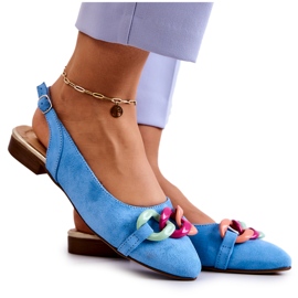 Lewski Shoes Velúr balerinák lánccal Lewski cipők 3125 kék