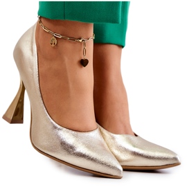 Lewski Shoes Divatos bőr szivattyúk Lewski cipők 3181 arany aranysárga