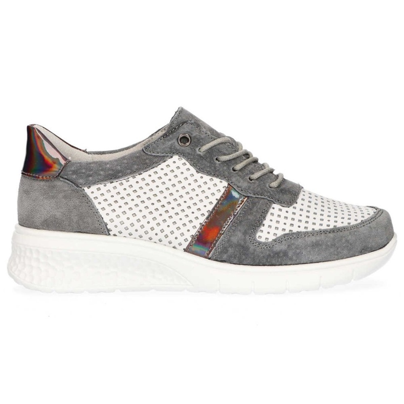 Bőr cipő Filippo DP1389 / 20 Wh Gr Szürke fehér sárga