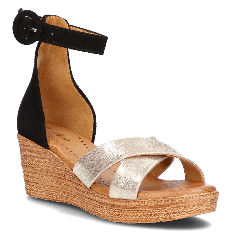 Bőr szandál Filippo 04565-25 / 00-5 arany és fekete aranysárga