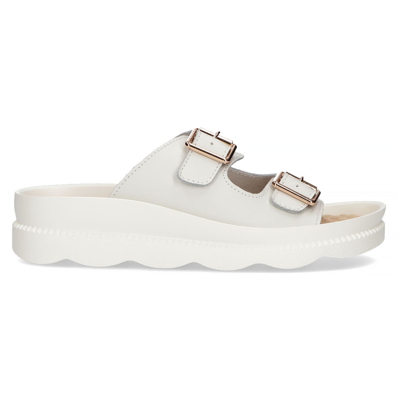 Bőr papucs Filippo DK3599 / 22 Wh fehér Bőr papucs Filippo DK3599 / 22 Wh fehér