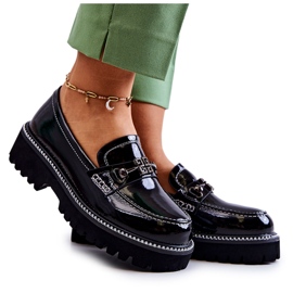 S.Barski Lakkbőr cipő fekete Adison díszítéssel