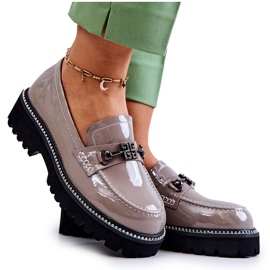 S.Barski Lakkbőr cipő világosbarna Adison díszítéssel sokszínű