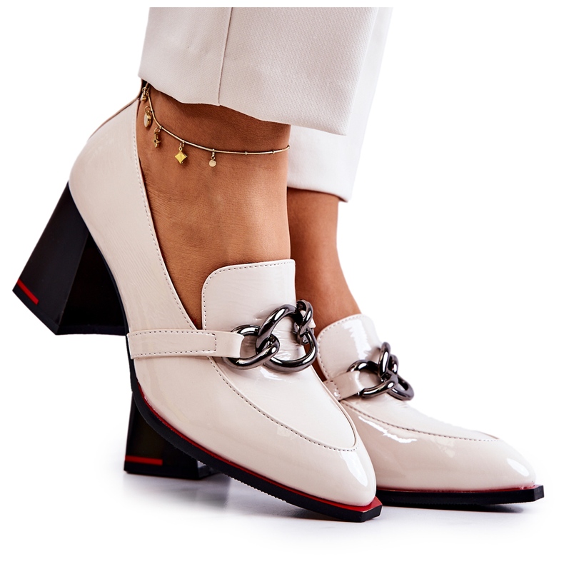 S.Barski Elegáns pumpák bézs Callim oszlopon