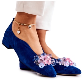 PA2 Elegáns velúr cipő sötétkék McQueen díszítéssel PA2 Elegáns velúr cipő sötétkék McQueen díszítéssel