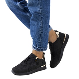 Fekete Ancaster bőr tornacipő aranysárga Fekete Ancaster bőr tornacipő aranysárga