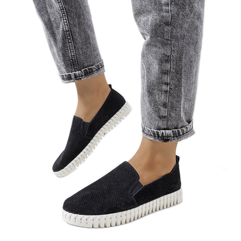 Fekete bőr Madiha tornacipő