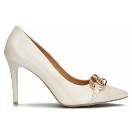 Bőr pumpák Filippo 2077 gyöngy bézs