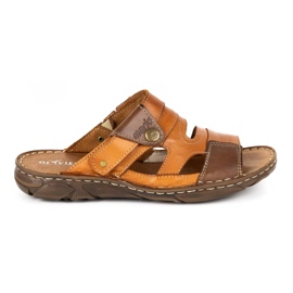 Olivier Férfi bőr papucs 460MP teve barna