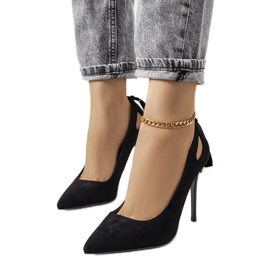 Fekete magassarkú, dekoratív Anthe kivágásokkal