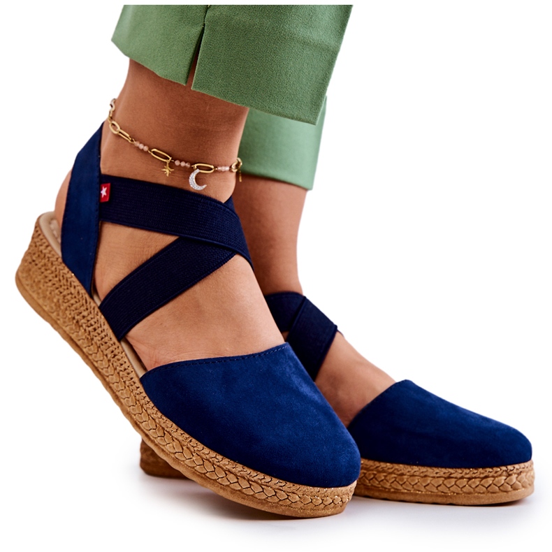 Női velúr Espadrilles Big Star JJ276037 sötétkék