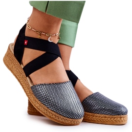 Divatos női espadrillák Big Star JJ276035 fekete ezüst