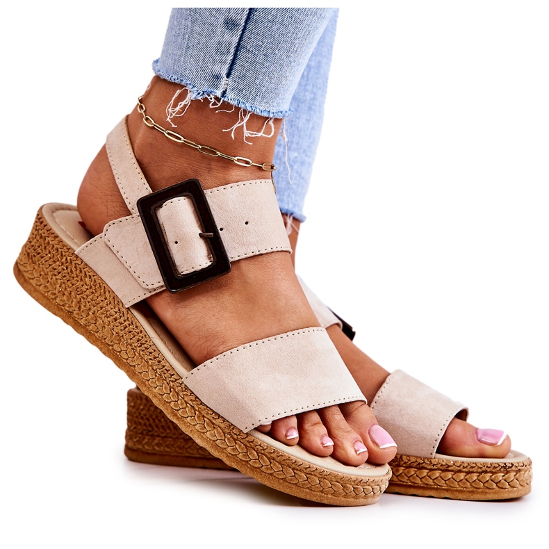 Női velúr szandál Big Star JJ276032 bézs